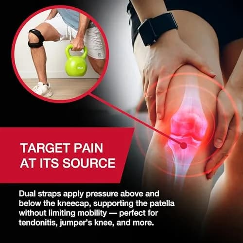 MUELLER Sports Medicine Adjustable Max Knee Strap | Pain Relief Support for Men & Women, Ideal for Patellar Tendinitis, Runner's Knee, Osgood-Schlatter's, Black, Large/X-Large thumbnail 5