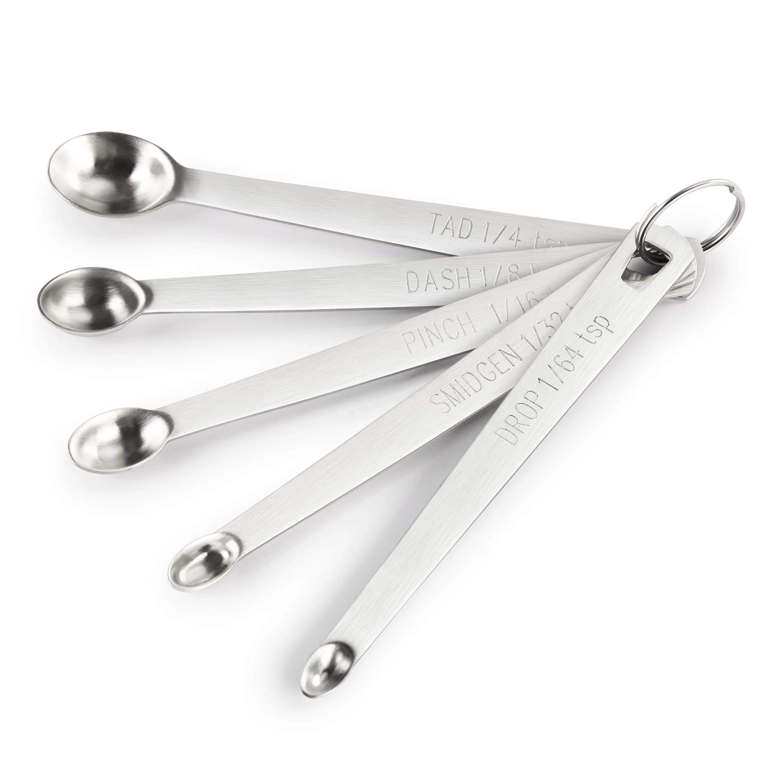 New Star Foodservice Mini Measuring Spoons Set, 5-Piece Stainless Steel | Dash, Pinch, Smidgen, Drop, Tad Measurements - main product image