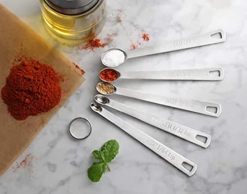 New Star Foodservice Mini Measuring Spoons Set, 5-Piece Stainless Steel | Dash, Pinch, Smidgen, Drop, Tad Measurements thumbnail 6