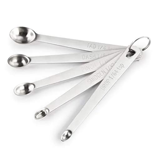 New Star Foodservice Mini Measuring Spoons Set, 5-Piece Stainless Steel | Dash, Pinch, Smidgen, Drop, Tad Measurements thumbnail 1
