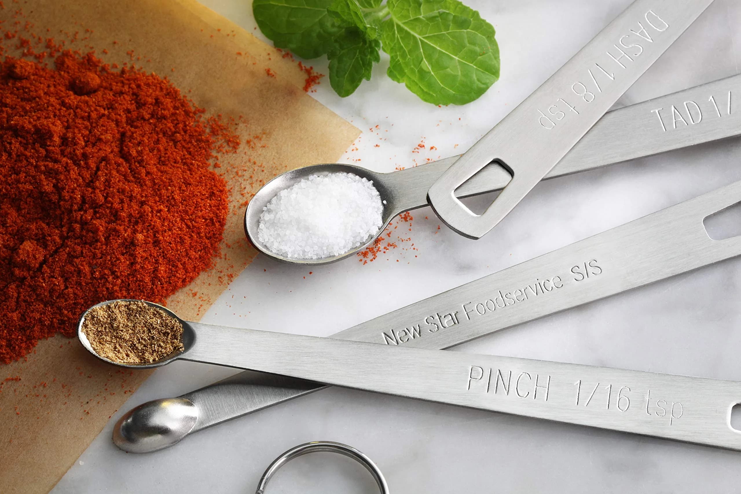 New Star Foodservice Mini Measuring Spoons Set, 5-Piece Stainless Steel | Dash, Pinch, Smidgen, Drop, Tad Measurements - view 7