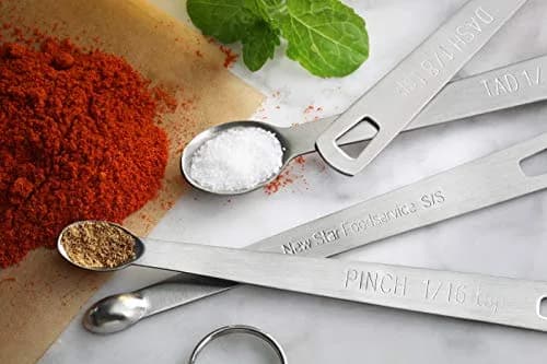 New Star Foodservice Mini Measuring Spoons Set, 5-Piece Stainless Steel | Dash, Pinch, Smidgen, Drop, Tad Measurements thumbnail 7
