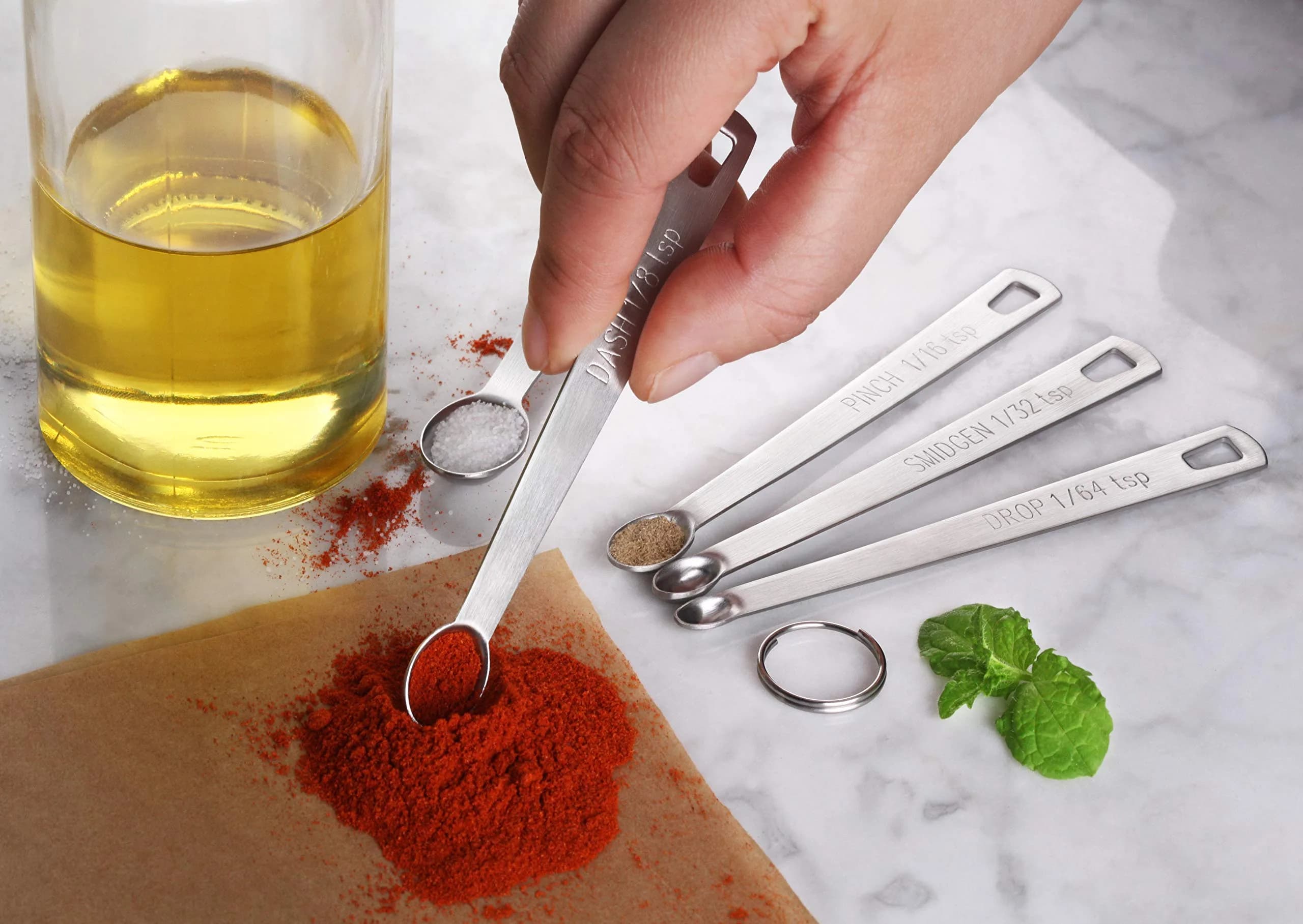 New Star Foodservice Mini Measuring Spoons Set, 5-Piece Stainless Steel | Dash, Pinch, Smidgen, Drop, Tad Measurements - view 8