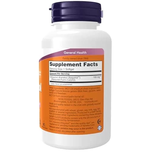 NOW Foods Ubiquinol 100 mg Softgels 120 Count (120 Count) | High Bioavailability CoQ10 for Heart Health thumbnail 2