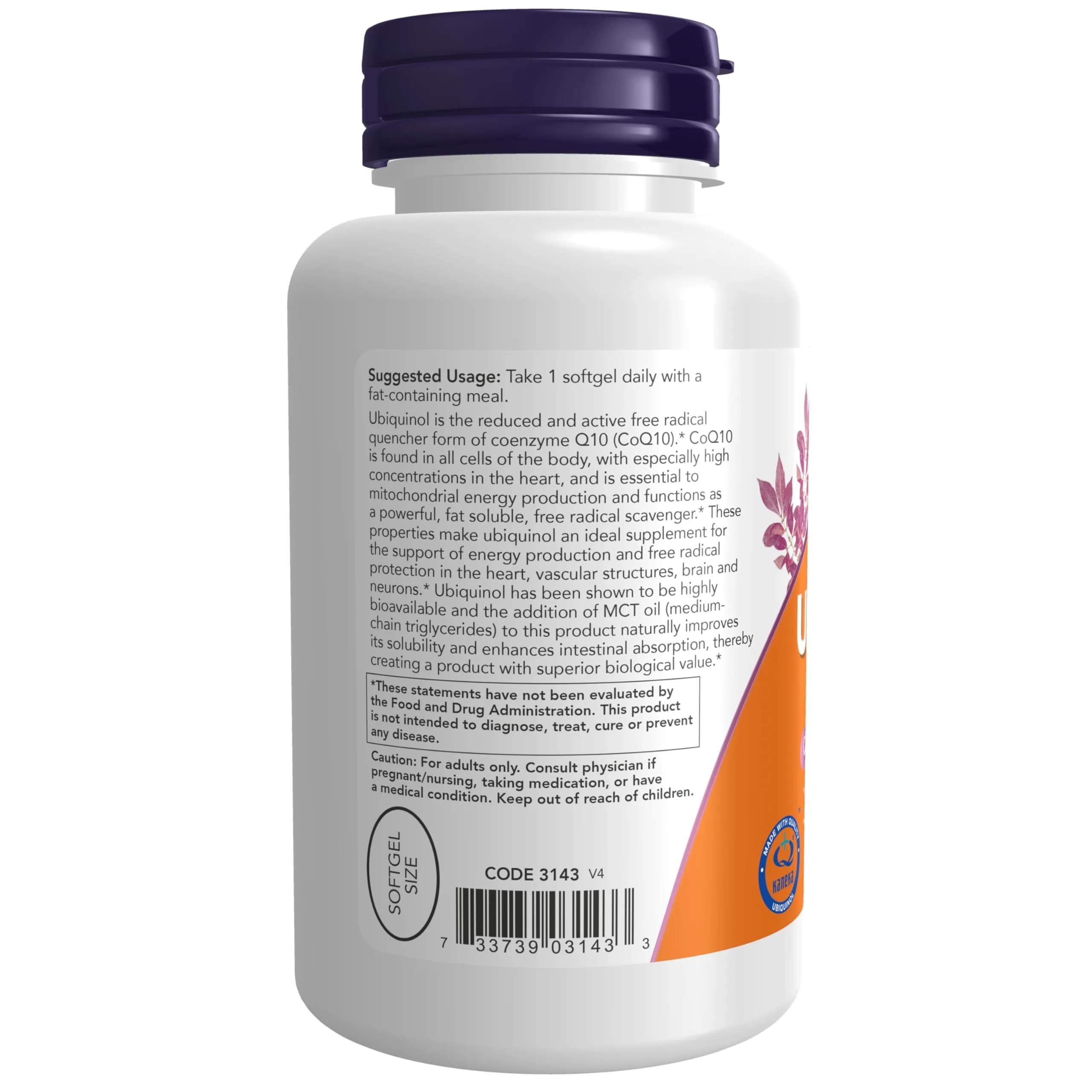 NOW Foods Ubiquinol 100 mg Softgels 120 Count (120 Count) | High Bioavailability CoQ10 for Heart Health - view 3