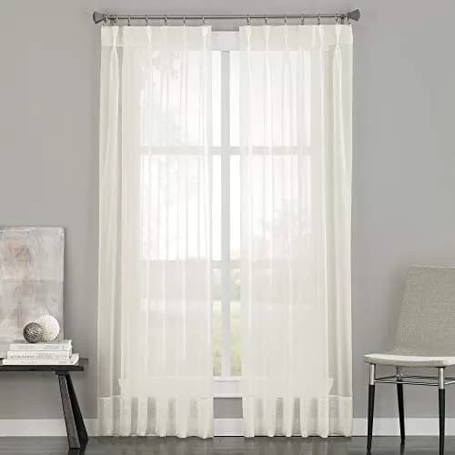 Curtainworks Soho Voile Sheer Pinch Pleat Curtain Panel, 29 in x 84 in | Sheer voile fabric for versatile window decor thumbnail 1
