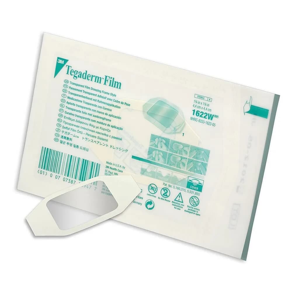 Tegaderm Transparent Film Dressing Frame Style 1622W 1-3/4 in x 1-3/4 in | Waterproof, Hypoallergenic, Long Wear — 1 3/4" x 1 3/4" (4.4 cm x 4.4 cm)