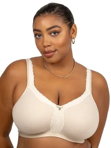 Curvy Couture Cotton Luxe Unlined Wire-Free Bra 44C | Plus Size Comfort & Support thumbnail 1