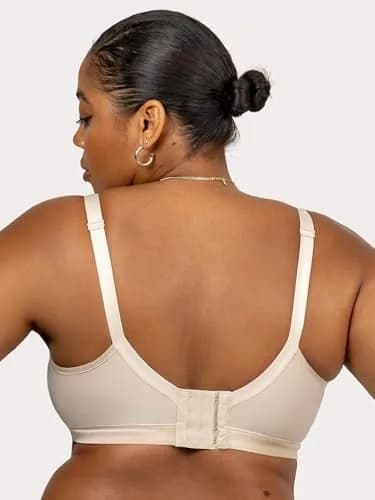 Curvy Couture Cotton Luxe Unlined Wire-Free Bra 44C | Plus Size Comfort & Support thumbnail 3
