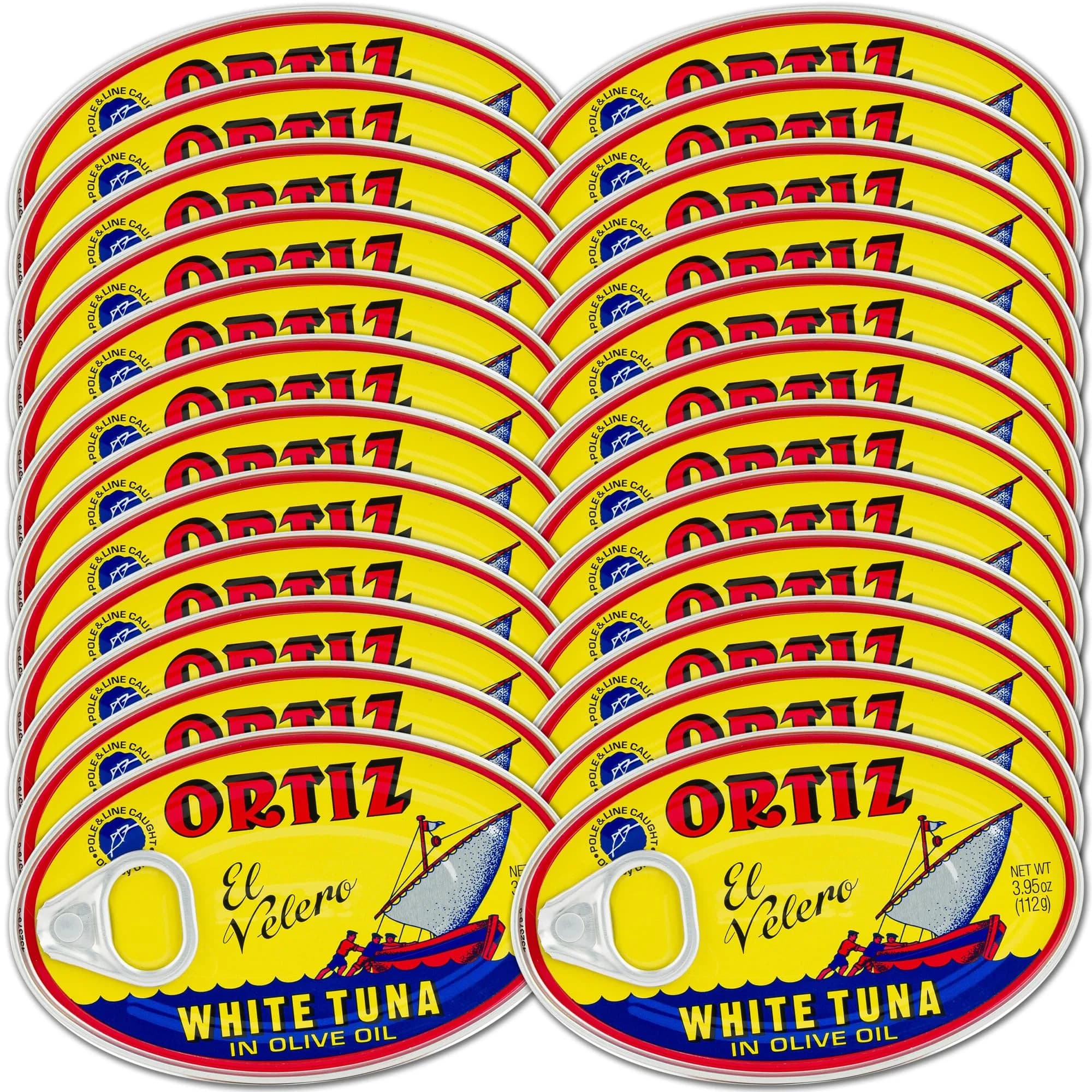 Ortiz White Tuna in Olive Oil, Fresh Tender Slices, Spanish Wild Caught Tuna, High in Protein and Omega 3 Fats, Excellent in Salad, Pasta or Sandwiches - No Need to Add Mayo, 3.95oz Can (Pack of 24) - main product image