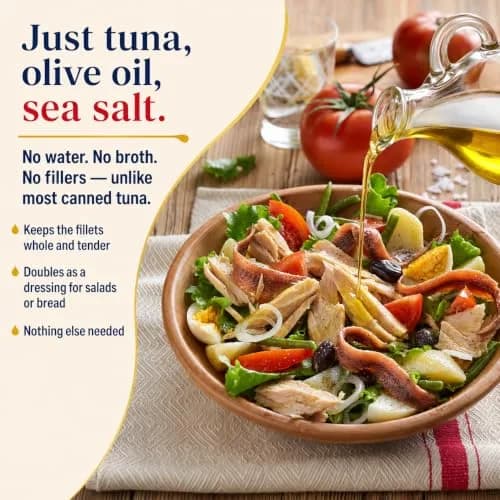 Ortiz White Tuna in Olive Oil, Fresh Tender Slices, Spanish Wild Caught Tuna, High in Protein and Omega 3 Fats, Excellent in Salad, Pasta or Sandwiches - No Need to Add Mayo, 3.95oz Can (Pack of 24) thumbnail 6