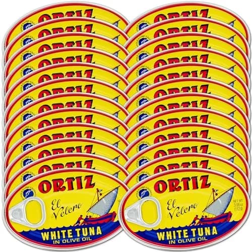 Ortiz White Tuna in Olive Oil, Fresh Tender Slices, Spanish Wild Caught Tuna, High in Protein and Omega 3 Fats, Excellent in Salad, Pasta or Sandwiches - No Need to Add Mayo, 3.95oz Can (Pack of 24) thumbnail 1