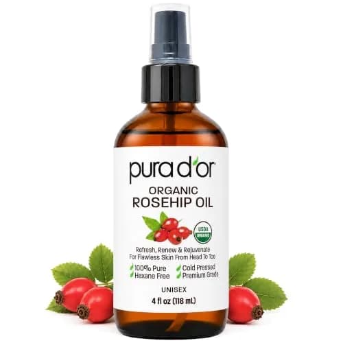 PURA D'OR Organic Rosehip Seed Oil 4 Fl Oz (118ml) | USDA Certified Pure Cold Pressed for Hair, Skin, Scalp thumbnail 1