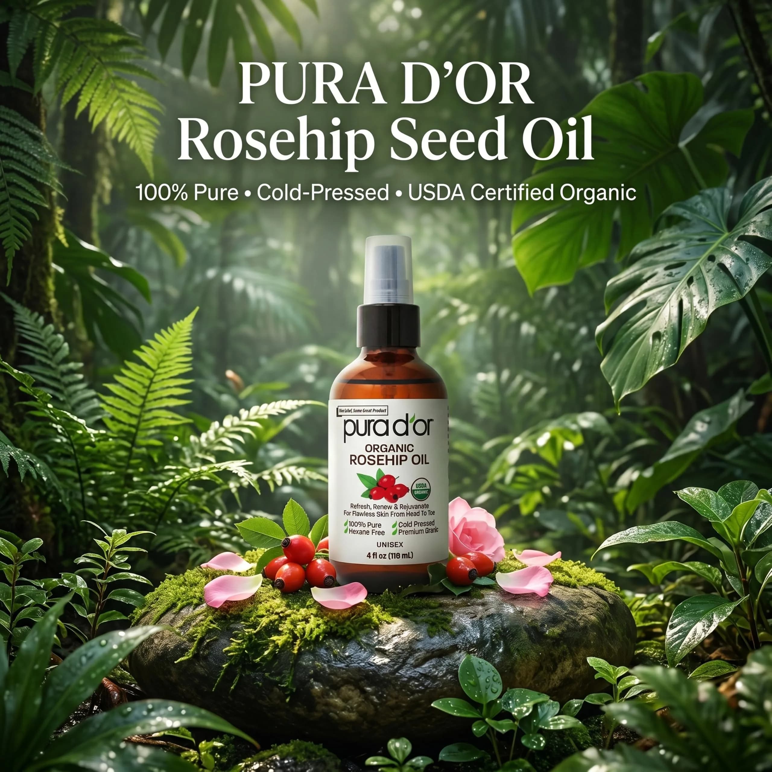 PURA D'OR USDA Organic Moroccan Argan Oil 118ml (4 Fl Oz) | Cold-Pressed Virgin Grade Treatment for Hair, Skin, Scalp & Nails - view 2