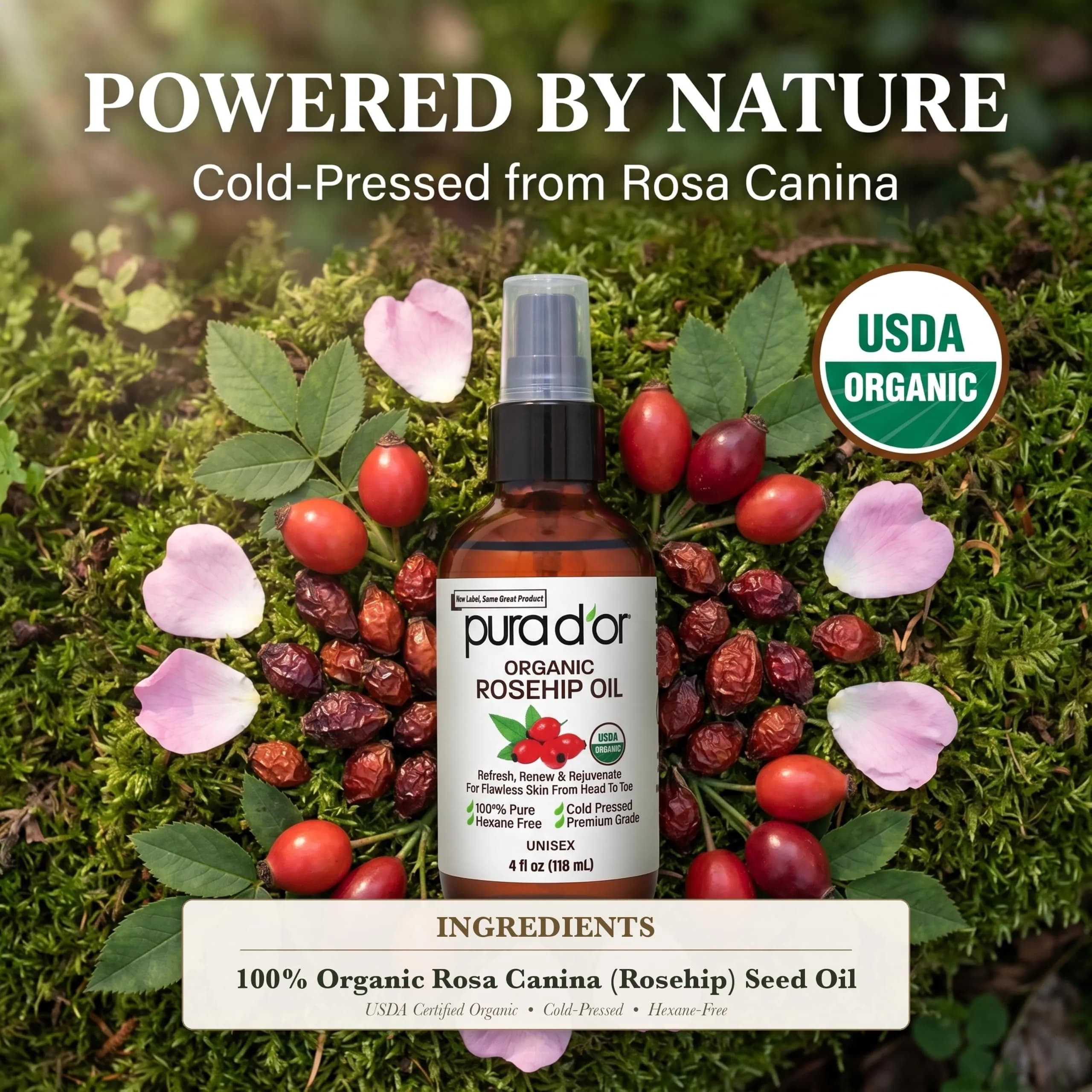 PURA D'OR USDA Organic Moroccan Argan Oil 118ml (4 Fl Oz) | Cold-Pressed Virgin Grade Treatment for Hair, Skin, Scalp & Nails - view 3