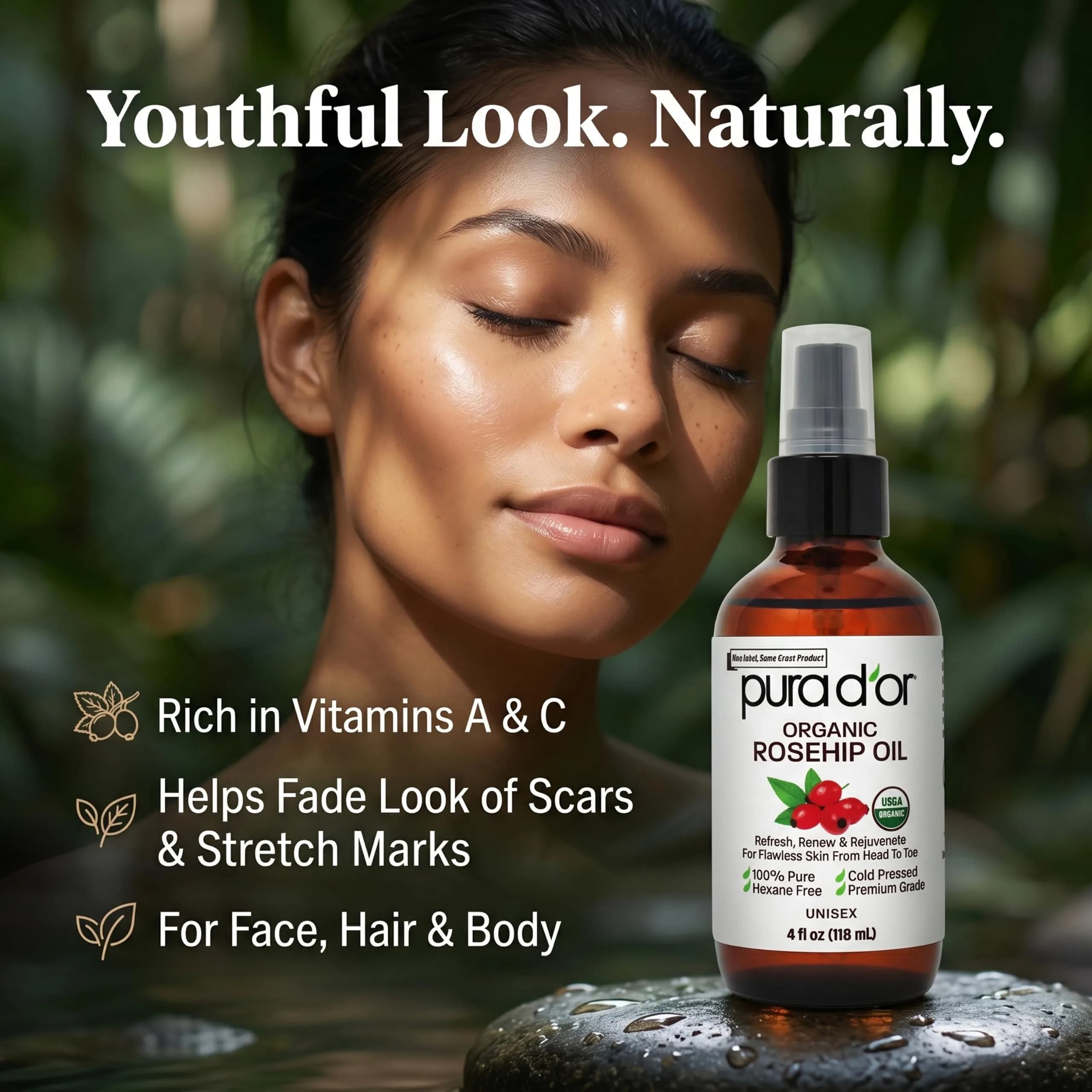 PURA D'OR USDA Organic Moroccan Argan Oil 118ml (4 Fl Oz) | Cold-Pressed Virgin Grade Treatment for Hair, Skin, Scalp & Nails - view 4