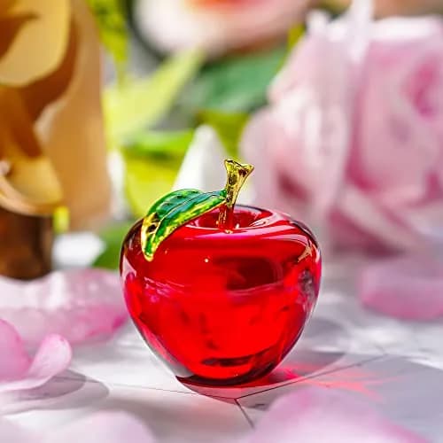 H&D Glaze Crystal Apple Paperweight Craft Decoration 1 Count | Vibrant Red Glass Gift for Celebrations & Office Decor thumbnail 4