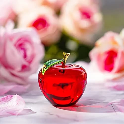 H&D Glaze Crystal Apple Paperweight Craft Decoration 1 Count | Vibrant Red Glass Gift for Celebrations & Office Decor thumbnail 2