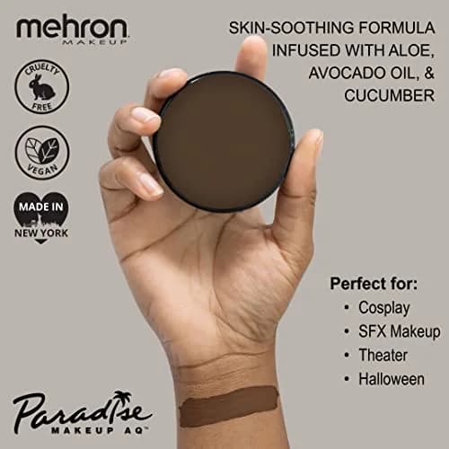 Mehron Makeup Paradise AQ - DARK BROWN | Water-Activated Face & Body Paint, 1.16 Oz, Professional Grade thumbnail 2