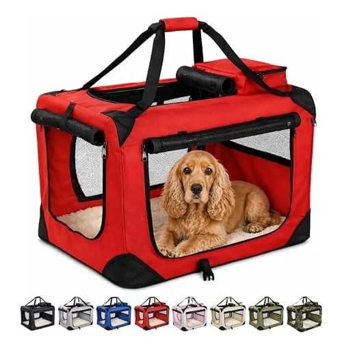 Floofy Friends Animal Carrier Red | Lightweight Fabric with Reversible Mat & Removable Bag thumbnail 1