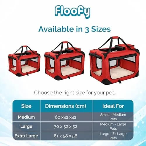 Floofy Friends Animal Carrier Red | Lightweight Fabric with Reversible Mat & Removable Bag thumbnail 7