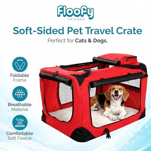 Floofy Friends Animal Carrier Red | Lightweight Fabric with Reversible Mat & Removable Bag thumbnail 2