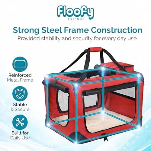Floofy Friends Animal Carrier Red | Lightweight Fabric with Reversible Mat & Removable Bag thumbnail 3