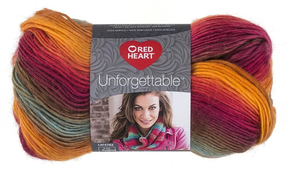 Red Heart Unforgettable Yarn Sunrise | Soft Acrylic, Bright Colors, 100g/279Yd, Weight Category 4