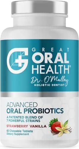 Great Oral Health Oral Probiotics Strawberry Vanilla 60 Count (1 Pack) | Dentist Formulated for Bad Breath & Gum Health — Strawberry Vanilla