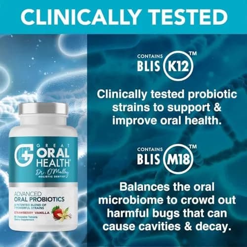 Great Oral Health Oral Probiotics Strawberry Vanilla 60 Count (1 Pack) | Dentist Formulated for Bad Breath & Gum Health thumbnail 4