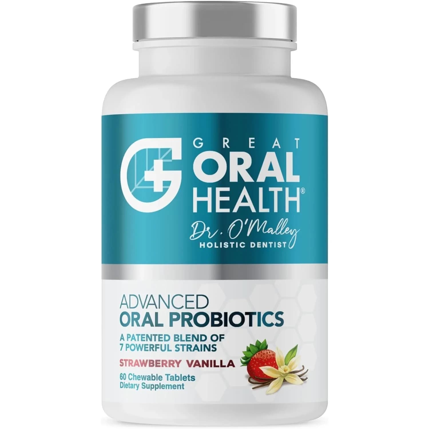 Great Oral Health Oral Probiotics Strawberry Vanilla 60 Count (1 Pack) | Dentist Formulated for Bad Breath & Gum Health