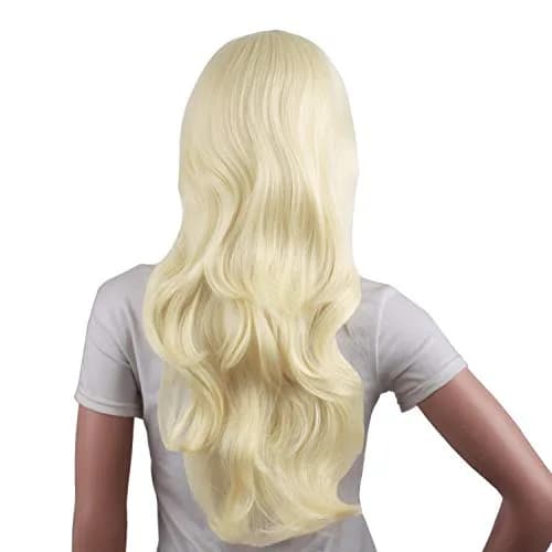 MapofBeauty 24 Inch Long Wavy Side Bangs Anime Cosplay Wig, Light Blonde | Heat Resistant Synthetic Fiber thumbnail 2
