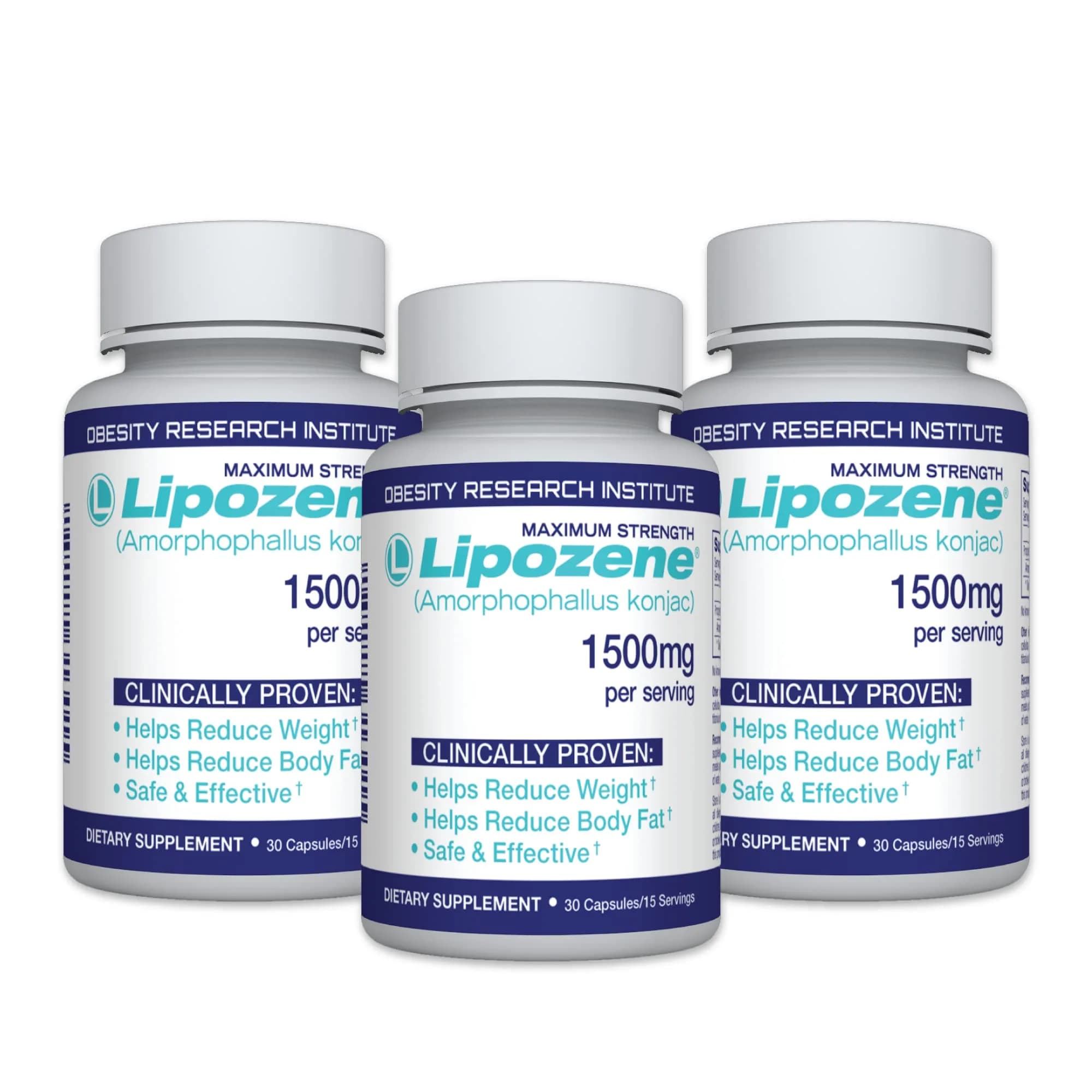 Lipozene Diet Pills - Weight Loss Supplement - 3 Bottles, 90 Capsules | Appetite Control & Fat Absorption