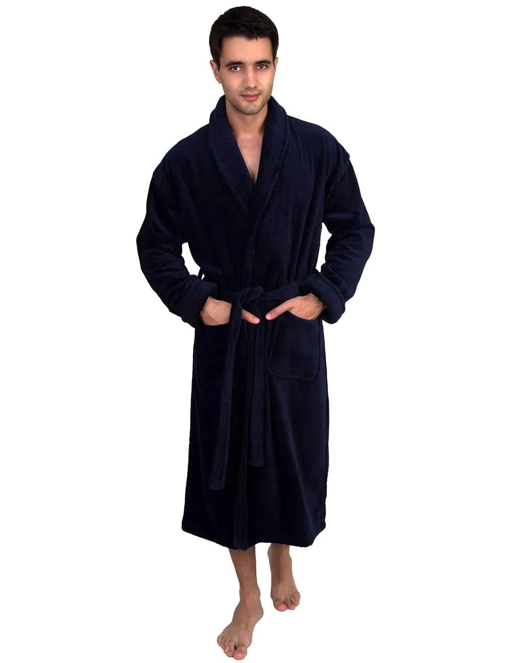 TowelSelections Men's Cotton Robe Terry Cloth Luxury Spa Bathrobe Small Navy | Soft, Durable & Imported