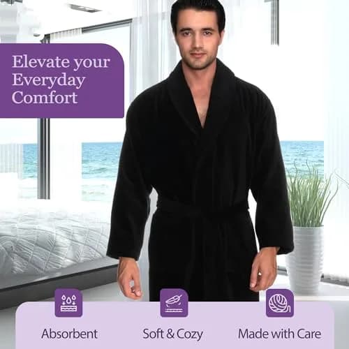 TowelSelections Men's Cotton Robe Terry Cloth Luxury Spa Bathrobe Small Navy | Soft, Durable & Imported thumbnail 4