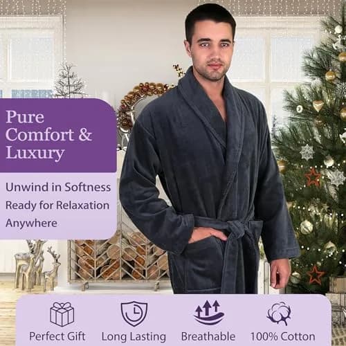 TowelSelections Men's Cotton Robe Terry Cloth Luxury Spa Bathrobe Small Navy | Soft, Durable & Imported thumbnail 5