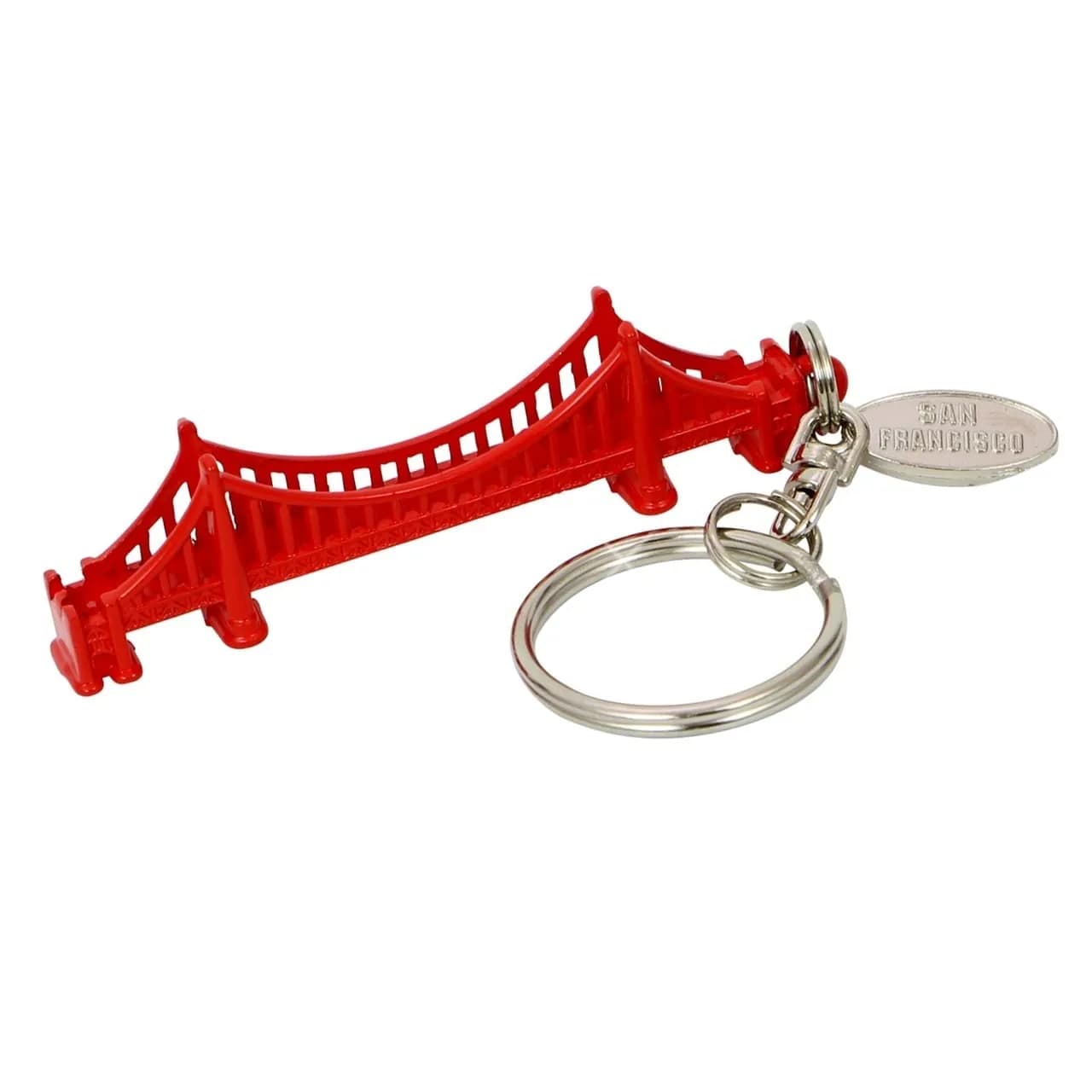 San Francisco Gifts Golden Gate Bridge 3D Keychain | Red Metal Keychain with Tag — Red