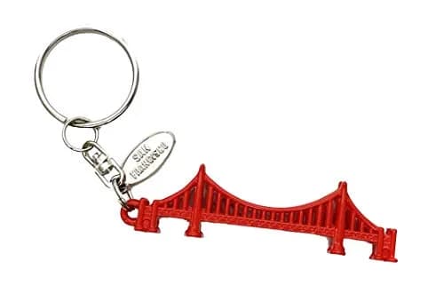 San Francisco Gifts Golden Gate Bridge 3D Keychain | Red Metal Keychain with Tag thumbnail 2
