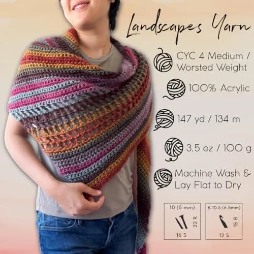 Lion Brand Yarn Landscapes Yarn Desert Spring | Self-Striping Acrylic for Knitting & Crochet thumbnail 3