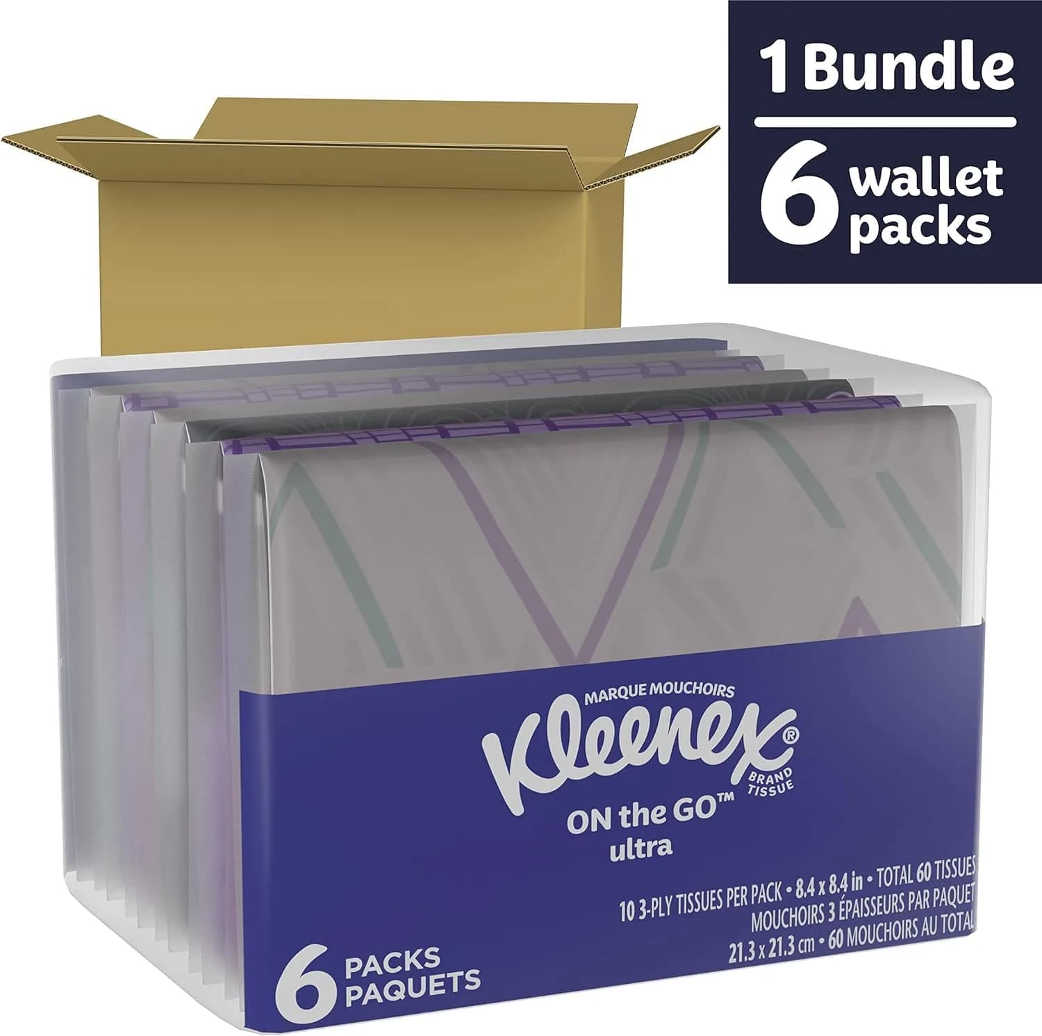 Kleenex Slim Pack Wallet Size Tissues (60 Tissues Total, 3 Packs) | Elegant Portable Facial Tissue - view 6