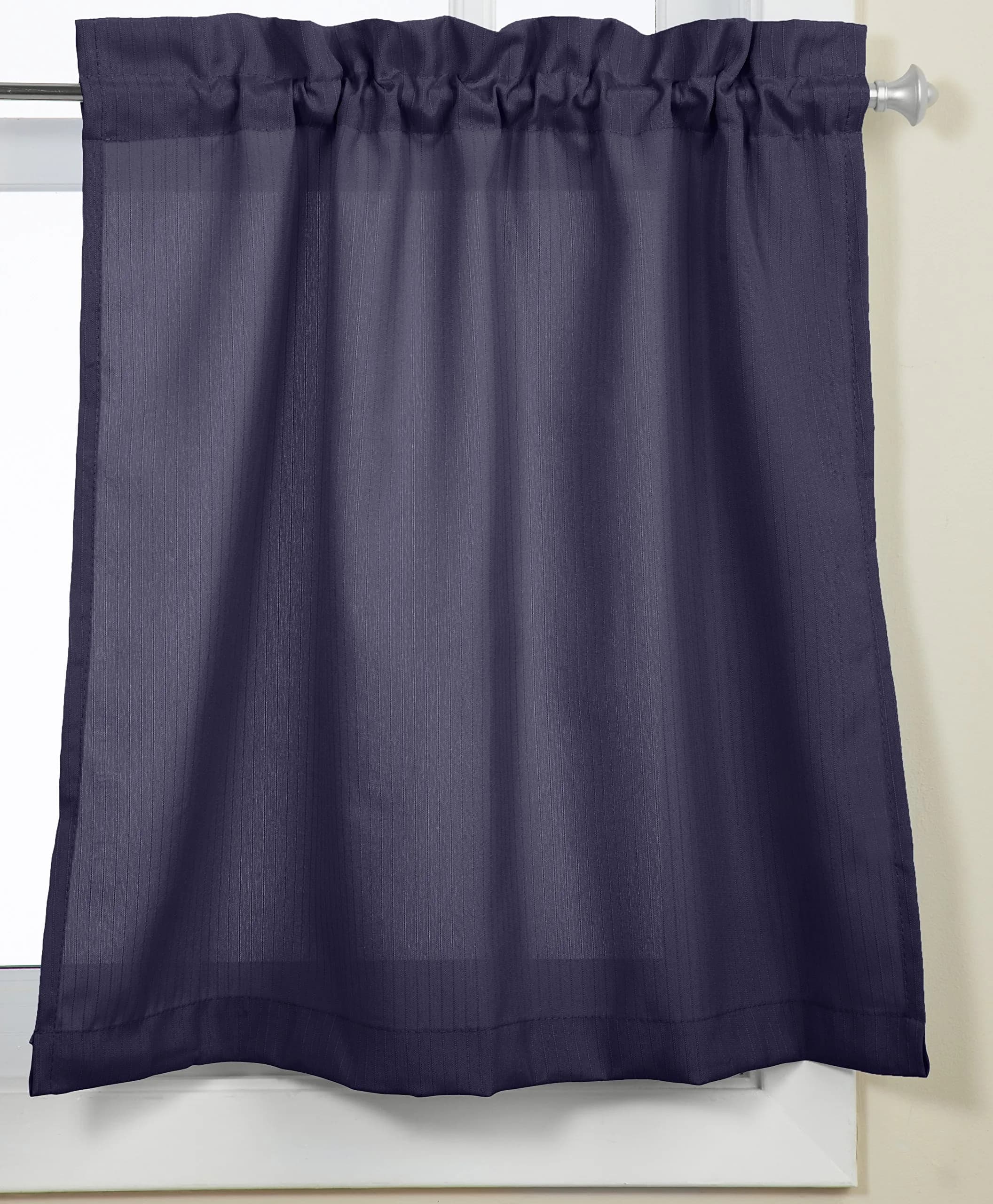 Lorraine Home Fashions Ribcord Tier Curtain Pair, 54-Inch x 24-Inch, Navy | Opaque, Privacy & Warmth — Navy