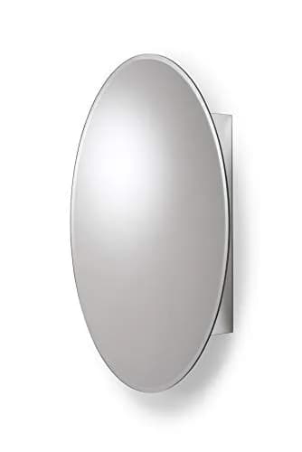 Croydex Orwell Oval Aluminum Bathroom Storage Vanity Mirror Medicine Cabinet 21W x 31H | Easy Hang N Lock Installation thumbnail 5