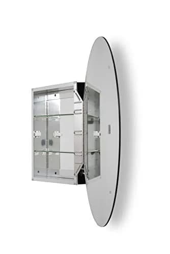 Croydex Orwell Oval Aluminum Bathroom Storage Vanity Mirror Medicine Cabinet 21W x 31H | Easy Hang N Lock Installation thumbnail 6