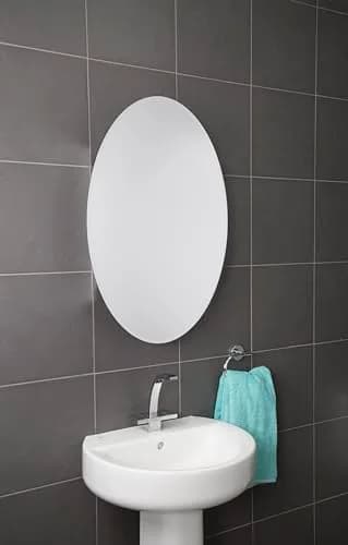 Croydex Orwell Oval Aluminum Bathroom Storage Vanity Mirror Medicine Cabinet 21W x 31H | Easy Hang N Lock Installation thumbnail 3