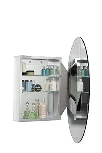 Croydex Orwell Oval Aluminum Bathroom Storage Vanity Mirror Medicine Cabinet 21W x 31H | Easy Hang N Lock Installation thumbnail 4