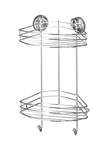 WENKO Vacuum-Loc 2-Tier Corner Shower Caddy 23cm (9.1in) | Rustproof Steel Organizer for Smooth Tiles thumbnail 1