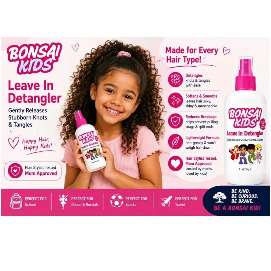 Bonsai Kids Leave-In Hair Detangler Spray 8 oz | Gentle Conditioning for All Hair Types thumbnail 11