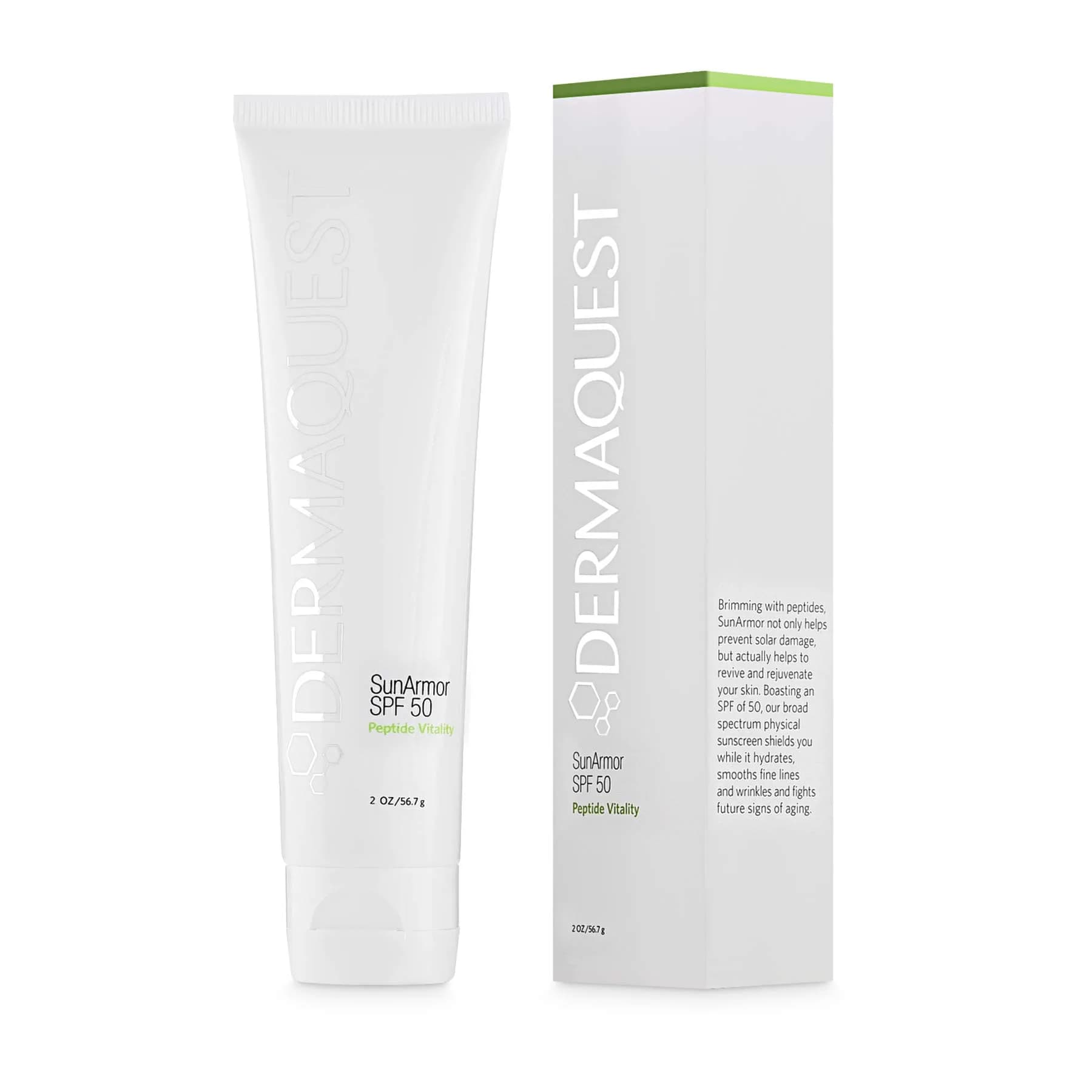 DermaQuest Peptide Vitality SunArmor SPF 50 Sunscreen Moisturizer for Dry Skin | Anti Aging Titanium Dioxide & Zinc Oxide — 1 Ounce