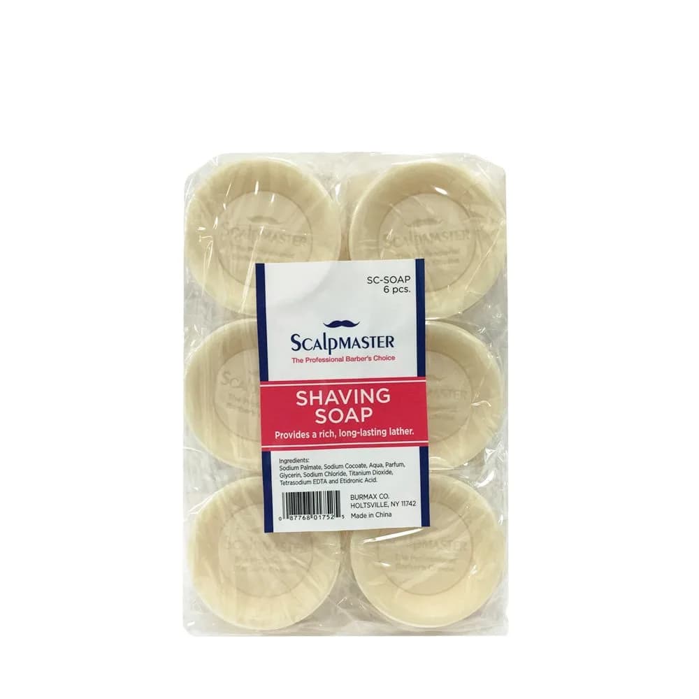 Scalpmaster Shaving Soap Bar, 6 Count (170g / 6oz) | Rich Lather for Smooth, Irritation-Free Shaving — Bar