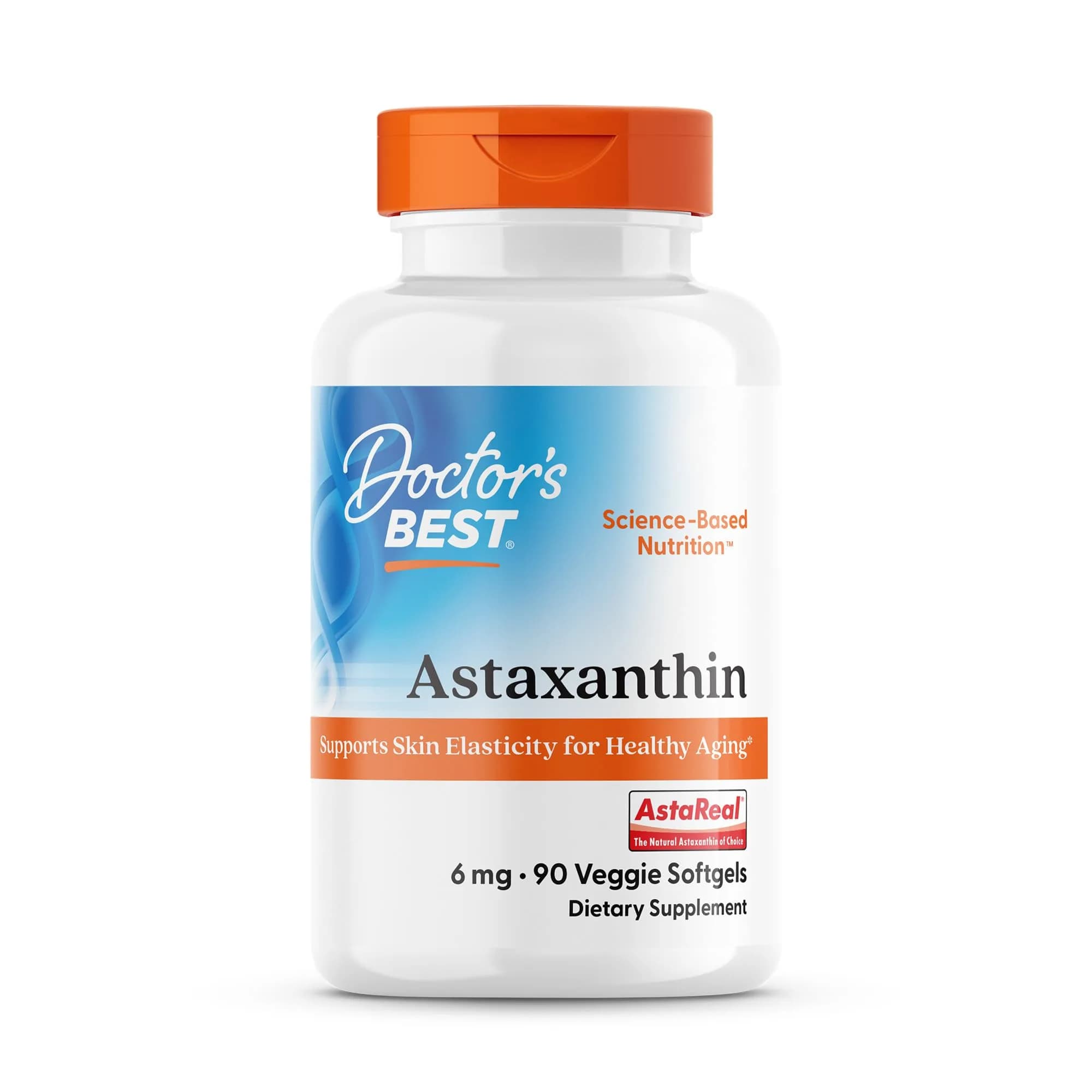 Doctor's Best Astaxanthin Vegan Supplement 6 mg | Skin Elasticity & Antioxidant Support (90 Veggie Softgels) — No Color